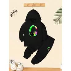 Conjunto Moletom Menino Fone Neon Infantil Blusa e Calça Kids Flanelado Inverno
