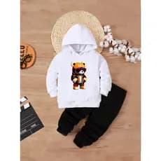 Conjunto Moletom Urso Laranja Menino Infantil Blusa e Calça Kids Flanelado