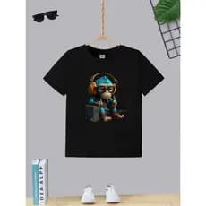Camiseta Infantil Juvenil Teen Boy Estampa Monkey Music T-shirt Moda Garoto Algodão Gola Redonda