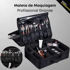 Maleta de Maquiagem Profissional Grande  Organizador com Divisórias Removíveis e Compartimentos para Pincéis
