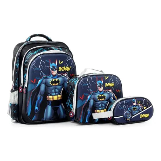 Kit Mochila Batman De Costas escolar completo Batman3D alto relevo  Lancheira Estojo