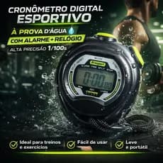 Relógio Cronômetro Esportivo Digital De Mão Alarme Bussola Preto