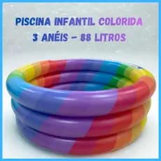 Piscina Infantil Inflável Piscininha Arco Iris Banheira de Bebê Praia Criança 88 litros