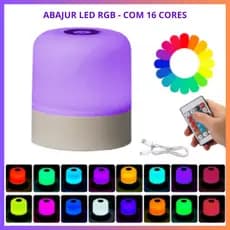 Luminária Rgb Led Abajur Touch Portátil Bateria Recarregável com Controle Remoto Multicor