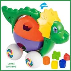 Dinossauro Bola Didática Brinquedo Infantil Triceratops Colorido Geométrico Desenvolvimento