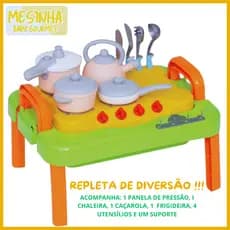 Mesinha Panelinhas Utensílios Mesa Cozinha Infantil Baby Gourmet Menina e Menino