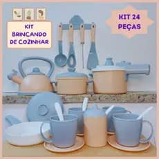 Kit Cozinha Infantil Completa Panelinhas Chaleira Brinquedo Menina 24pç Panelas com Utensílios Cores Unissex Menino