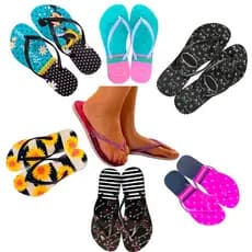12 Chinelos Feminino Rasteirinha Sandália Moda Praia e Casual Confortável Atacado Revenda