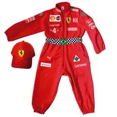 Fantasia Macacão Piloto tipo Formula 1 Ferrari Personalizado Nome e idade C/ boné