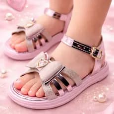 Sandalia Infantil Menina Laço Glitter Antiderrapante Leve Confortavel Festa Casual Luxo