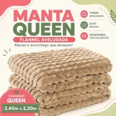 Manta Queen Macia Flannel 2,40m x 2,20m Toque Aveludado para Cama e Sofá