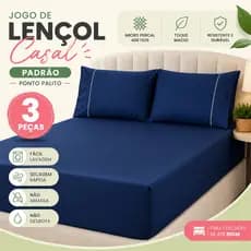 Jogo de Lençol Casal Padrão 3 Peças Micropercal 400 Fios Ponto Palito com Elástico e 2 Fronhas