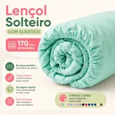 Lençol Solteiro Microfibra 170 Fios com Elástico Ajuste Perfeito Para Colchões Até 20 cm Várias Cores