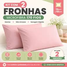 Kit 2 Fronhas Microfibra 170 Fios 70x50 cm Macia Não Amassa Fácil Lavar