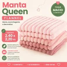 Manta Queen Super Macia Flannel 2,40 x 2,20 Aconchegante e Macio Para Cama Sofá