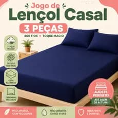 Jogo de Lençol Casal Padrão 400 Fios 3 Peças Com Elástico 2 Fronhas Macio e Resistente