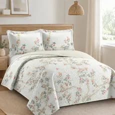 Kit Colcha Cobre Leito Casal 3 Peças Estampado Dupla Face
