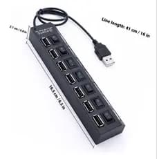 Hub Usb 2.0 Com 7 Portas E Controle Individual Para Pc