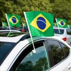 Kit Bandeira Brasil para Carro com Haste 45x30 | Copa do Mundo 2026 | Kit 2, 4, 8 e 12 Unidades