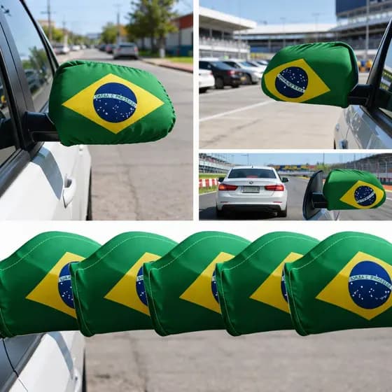 Capa de Retrovisor Brasil Elástica Universal Bandeira Carro Copa Eleição - Proteção Espelho Lateral