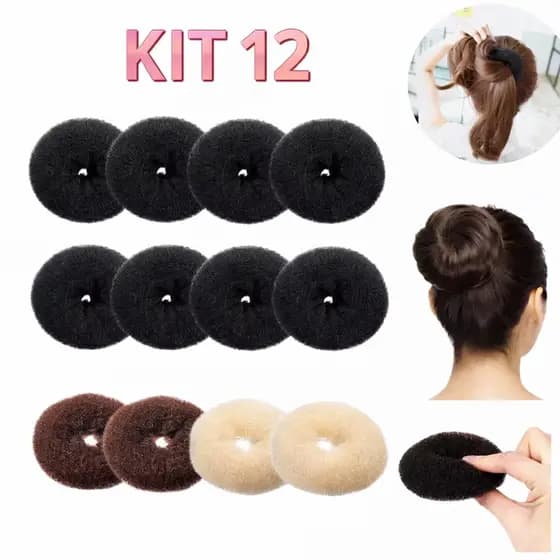 Kit 12 Acessórios para Cabelo – Rosquinha Mágica Modeladora de Coque | Coque Perfeito Fácil, Rápido