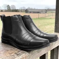Bota Botina Masculina Forrada Country Lisa Conforto Detalhe Verniz 7010