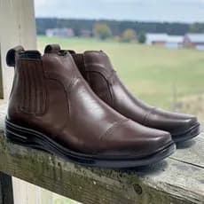 Bota Botina Confort Masculina Couro Country Lisa Moda Cano Curto Trabalho 7020
