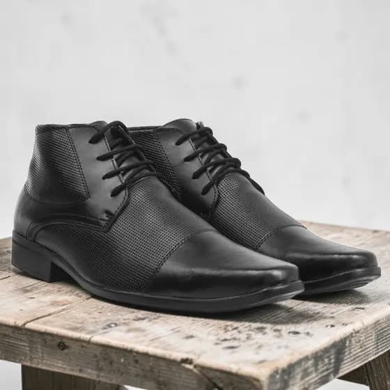 Bota Botina Social Masculina Couro Sintético Country Básica Cano Alto Ref 1081 Siroco