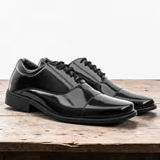 Sapato Social Militar Verniz Confortável Estiloso Elegante Ref 12010