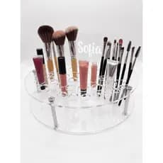 Organizador de Maquiagem Acrílico 3mm Personalizado Porta Pincel Gloss Batom Profissional Bancada