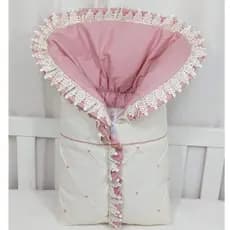 Porta Bebê Saco Dormir Acolchoado com Gripir Tecido Pique Palha E Rose