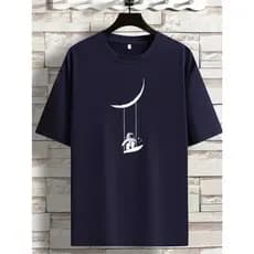 Camiseta Básica Astronauta Surfando Masculina Feminina Algodão Camisa  Unissex StreetWear
