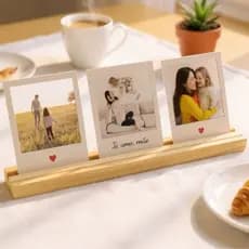 3 Suporte Porta Retrato de Madeira Apoio para Fotos Polariode Lembrancinha Casamento Festa Menu Decoração Dia Namorados