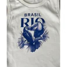 Regata Inspiração FarmFeminina Ribana Regata Canelada Estampa Tropical Rio Regata Gringa