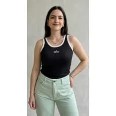 Regata Alo Feminina Regatinha Canelada Ribana Blusa Regata Alô