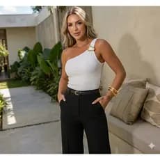 Blusa Regata Nula Manga Regata Canelada Regata Feminina Regata Ribana Ombro só com Fivela Orgânica Tendência