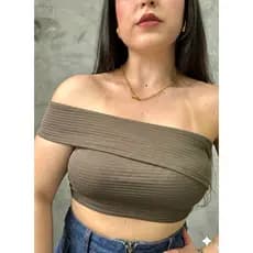 Top Faixa Cropped Tomara que Caia Elegante com Bojo