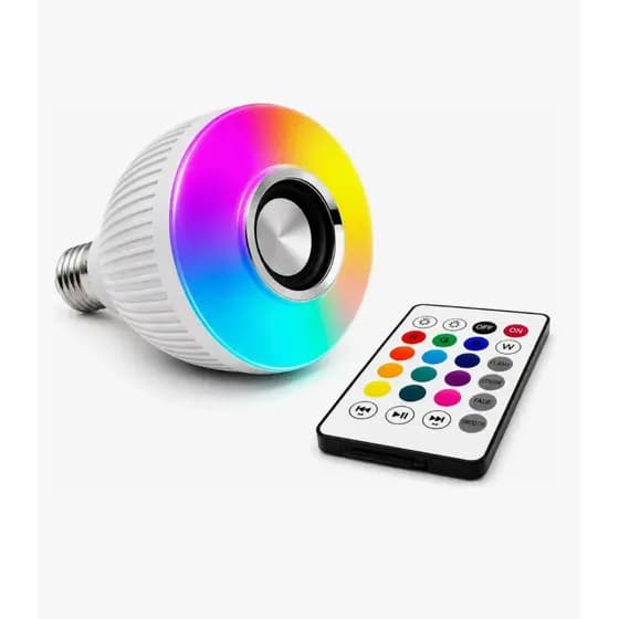 Lâmpada Musical Bluetooth RGB 16 Cores com Alto-Falante LED Controle Remoto E27
