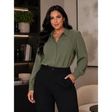 Camisa Social Feminina Manga Longa Com Botões Duna Moda Social Elegante
