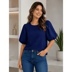 Blusa Feminina Manga Bufante Balonê Lisa Soltinha Elegante Modelo Premium