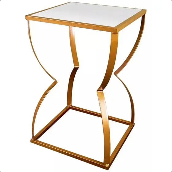 Mesa Mesinha Canto Lateral Betl Alta Apoio Sofá Sala Decoração Minimalista Moderna em Metal Madeira