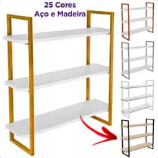 Prateleira Parede Tripla Nicho Estante Modelo Industrial para Livros Decoração Casa Alba 60cm x 15cm