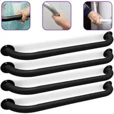 Kit 4 Alça Barra Apoio Mão 60cm Aço Reforçado Banheiro Segurança Proteção Idoso Cadeirante Deficient
