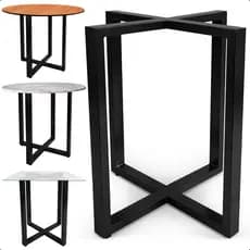 Pé Ferro Base Industrial Apoio Metalon Tampo Mesa Redondo Quadrado Vidro Pedra Madeira até 110x110