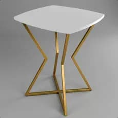Mesa Mesinha Canto Lateral Austria Apoio Sofá Sala Decoração Minimalista Moderna em Metal e Madeira