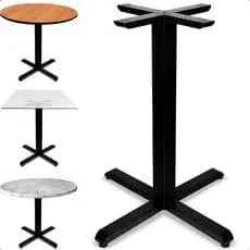 Pé Ferro Base Industrial Apoio Metalon Tampo Mesa Redondo Quadrado Vidro Pedra Madeira até 80cm