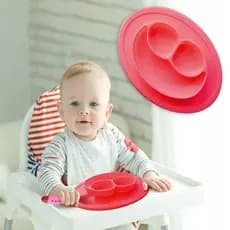 Prato Pratinho de Silicone Infantil Bebe Com Divisorias Antiderrapante Livre BPA