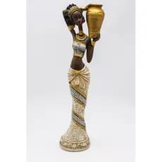 Escultura Africana Baiana Para Escritório 1 Africana Mulher Com Jarro Força Dourado Decoração Luxo
