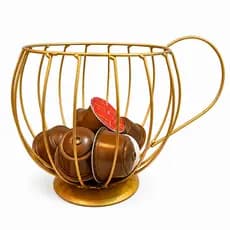 Porta Cápsulas Formato De Xicara Café Organizador Máquina Dolce Gusto Suporte De Ferro Dourado