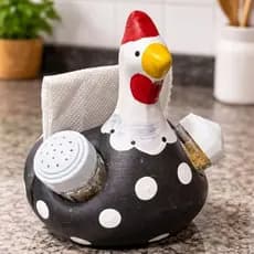 Galinha Porta Guardanapo com Saleiro e Paliteiro – Porta Temperos Decorativo Cozinha